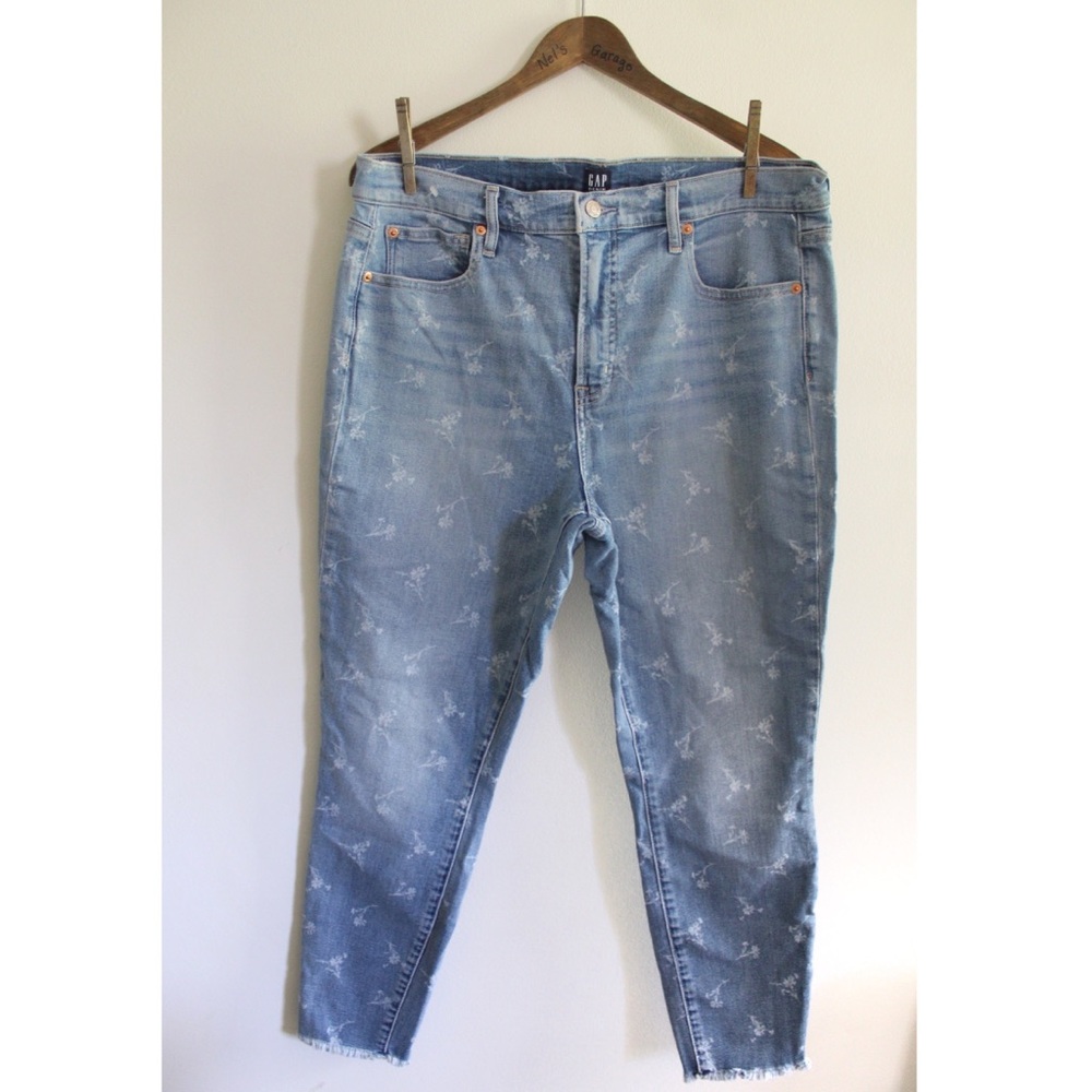 Gap True Skinny Printed Plus Size 16 Cropped Jeans Preowned